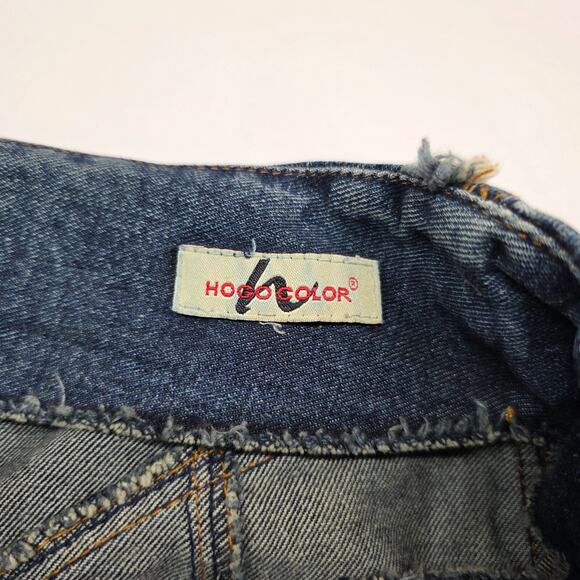 Y2k Denim Skirt Raw Edge Frayed Hem A-Line Indie Grunge Jean Skirt 25X25 - Picture 4 of 7